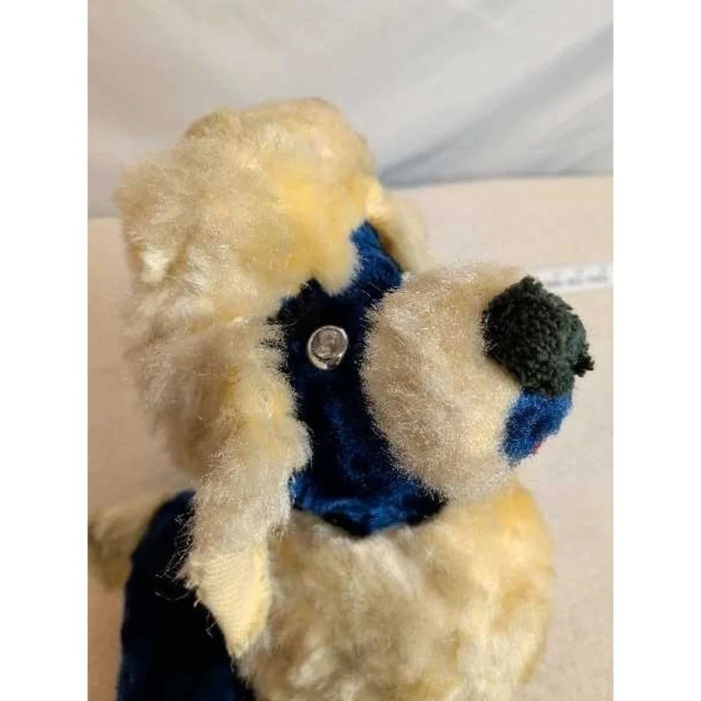VTG Poodle Plush Stuffed Animal Toy Cream Blue Sparkle Eyes Dog Vintage Plush